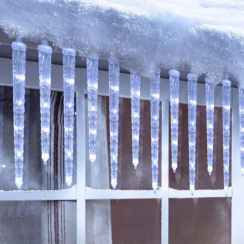 20 튜브 태양열 거리 화환 겨울 얼음 콘 야외 LED 유성우 레인 스트링 정원 조명 꽃줄 강한 햇빛
